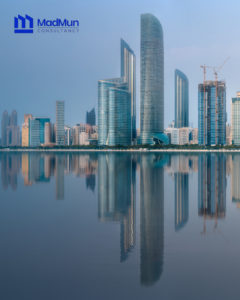Modern Dubai skyline with waterfront reflections representing business setup, company formation, and investment opportunities in the UAE.